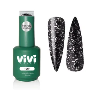 Top coat 15 ml con purpurina Foil Plata