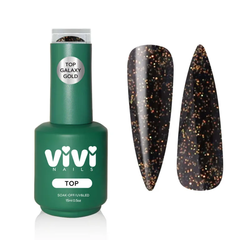 Top coat 15 ml con purpurina Galaxy Gold