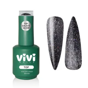 Top coat 15 ml con purpurina Galaxy Silver