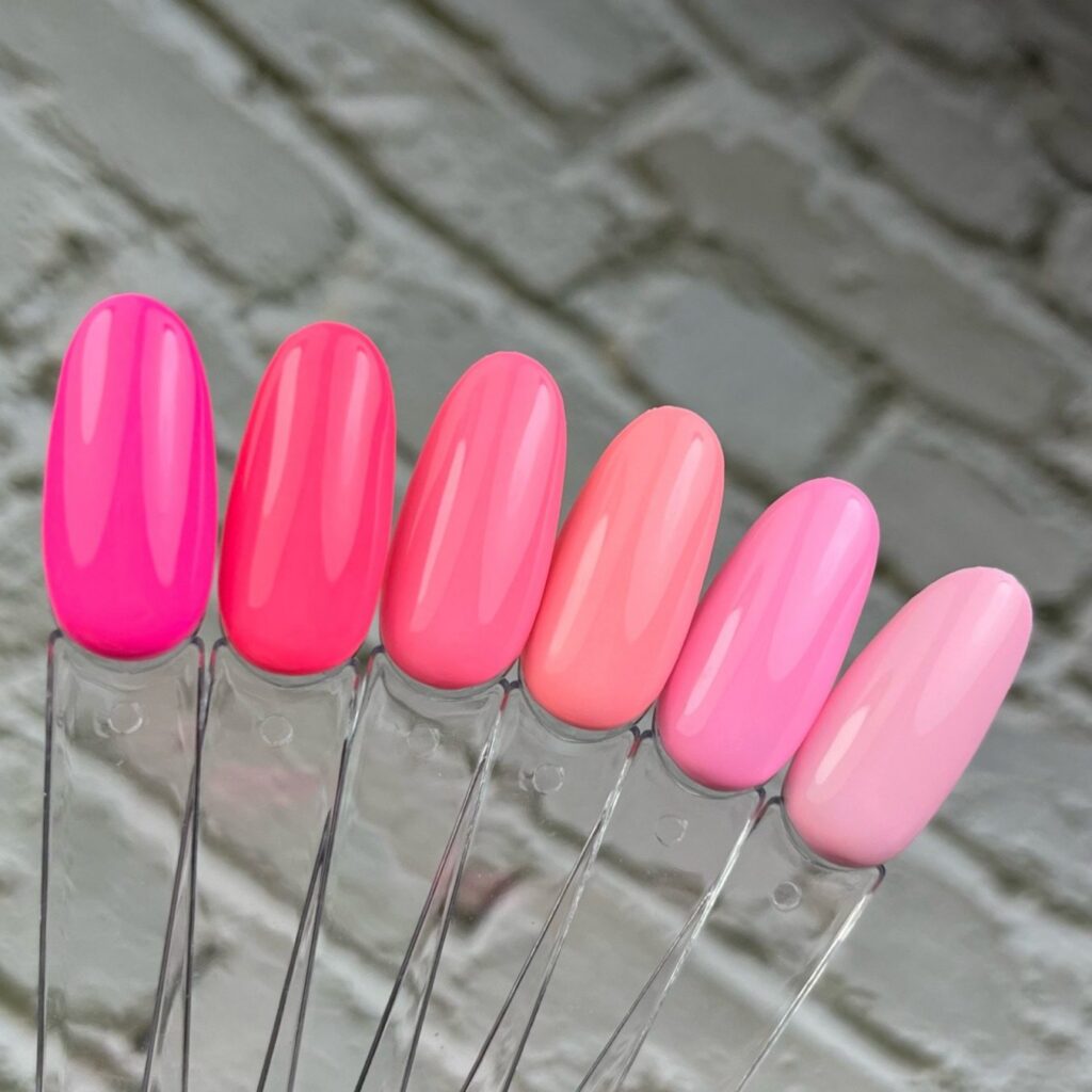 Tips en seis tonos de rosa, del fucsia al rosa claro