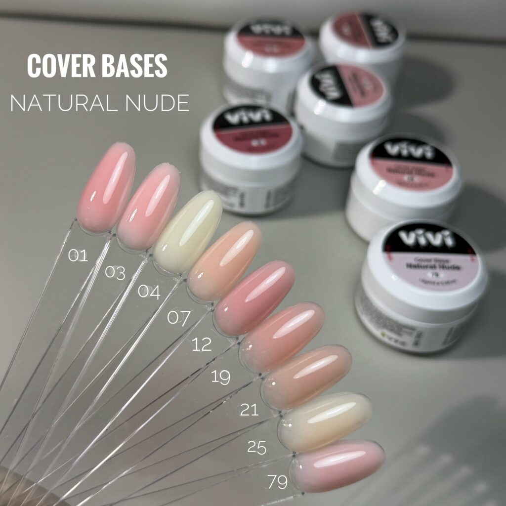Carta de tonos de Cover Base Natural Nude con varios tarros